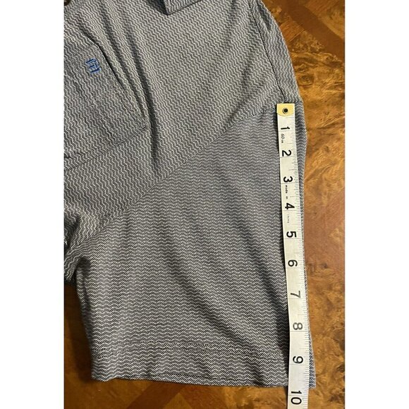 Travis Mathew Grey Performance Golf Polo Shirt Sz L Embroidered Logo Striped - Picture 9 of 9